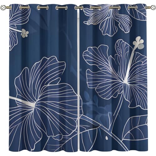 Vorhänge Wohnzimmer Modern Blickdicht Mit Ösen Blau Gold Moderne Einfache Blätter Muster 2Er Set 200X214Cm Vorhang Verdunkelung Gardinen Blickdicht Schlafzimmer Kinderzimmer Junge Mädchen Verdunklu von KBDQGX