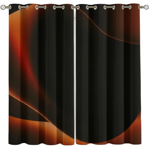 Vorhänge Wohnzimmer Modern Blickdicht Mit Ösen Schwarzer Und Orangefarbener Farbverlauf Muster 2Er Set 200X214Cm Vorhang Verdunkelung Gardinen Blickdicht Schlafzimmer Kinderzimmer Junge Mädchen Ver von KBDQGX