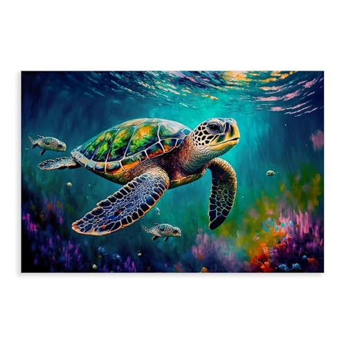 KBECNAU Kunstdruck auf Leinwand, Motiv: Meeresschildkröte, lebhaft, bunt, 20 x 30 cm KBECNAU Kunstdruck auf Leinwand, Motiv: Meeresschildkröte, lebhaft, bunt, 20 x 30 cm von KBECNAU