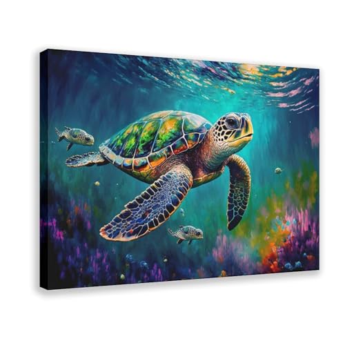 KBECNAU Kunstdruck auf Leinwand, Motiv: Meeresschildkröte, lebhaft, bunt, 20 x 30 cm KBECNAU Kunstdruck auf Leinwand, Motiv: Meeresschildkröte, lebhaft, bunt, 20 x 30 cm von KBECNAU