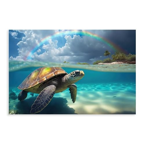 KBECNAU Kunstdruck auf Leinwand, Motiv: Meeresschildkröte mit Regenbogen-Tier, Wandkunst, Dekordruck, Bild Gemälde für Wohnzimmer, Schlafzimmer, Dekoration, 60 x 90 cm KBECNAU Kunstdruck auf Leinwand, Motiv: Meeresschildkröte mit Regenbogen-Tier, Wandkunst, Dekordruck, Bild Gemälde für Wohnzimmer, Schlafzimmer, Dekoration, 60 x 90 cm von KBECNAU