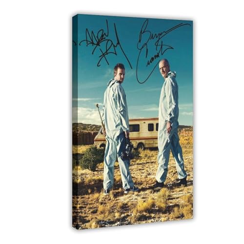 KBECNAU Poster mit Autogramm von Breaking Bad Cast auf Leinwand, Schlafzimmer, Dekoration, Landschaft, Büro, Raumdekoration, Geschenk, 30 x 45 cm von KBECNAU