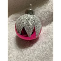 Shiny Brite By Radko Glas Schneebedeckte Dunkelrosa Weihnachtsverzierung 5 cm von KBFUNFinds2