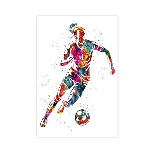 KBGDFSDF Aquarell-Kunstposter für Mädchen, Fußball, Leinwand, Wandkunstdruck, Bild, Gemälde, 20 x 30 cm von KBGDFSDF