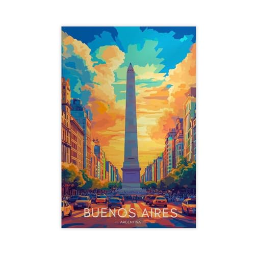 KBGDFSDF Buenos Aires Vintage-Reiseposter auf Leinwand, Wandkunstdruck, Bild, Gemälde, 50 x 75 cm von KBGDFSDF