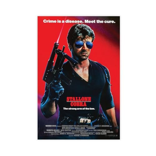 KBGDFSDF Cobra (1986) Sylvester Stallone Filmposter auf Leinwand, Schlafzimmer, Dekoration, Landschaftsdekoration, Geschenk, 60 x 90 cm von KBGDFSDF