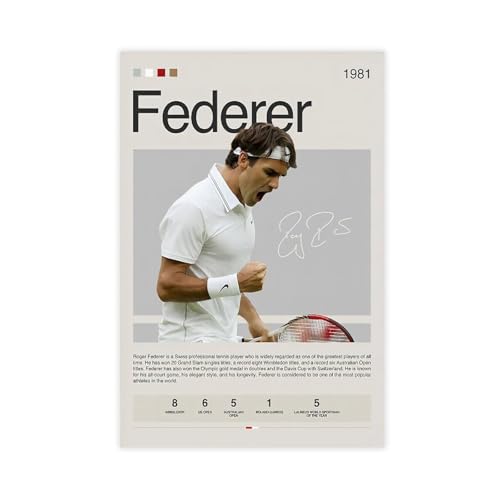 KBGDFSDF Roger Federer Poster (6) Leinwand Poster Schlafzimmer Dekor Landschaft Dekor Geschenk 30 x 45 cm von KBGDFSDF