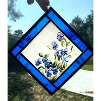 Vergissmeinnicht - Blume Natur Fensterschmuck Akzent Dekor Blau Weiß Geschenk Mutter Tochter Weihnachten Geburtstag von CreativeGlassIdeas