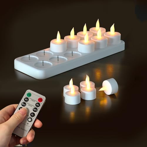 KBIBCK 12er Led Teelichter mit Fernbedienung und Timer, LED Teelichter Wiederaufladbar, Wohnzimmer Halloween Weihnachten für Hochzeit Party Deko von KBIBCK