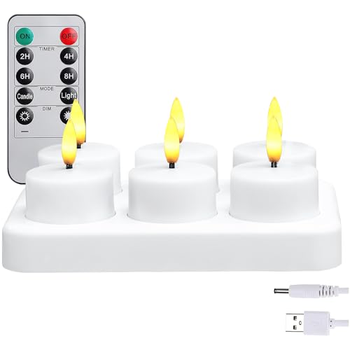 KBIBCK 6er LED Teelichter Mit Fernbedienung und Timer, Wiederaufladbar, für Wohnzimmer, Halloween, Weihnachten, Hochzeit, Party Deko KBIBCK 6er LED Teelichter Mit Fernbedienung und Timer, Wiederaufladbar, für Wohnzimmer, Halloween, Weihnachten, Hochzeit, Party Deko von KBIBCK