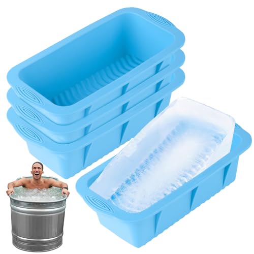 KBIBCK Extra Große Eisblock-Form, 4 Stück Große Eiswürfelform für Eisbad, 4,5 kg Silikon Eiswürfelform, Wiederverwendbare Eisblock Form XXL für Gefrierschrank, Eisbaden, Kaltbad oder Kühler (Blau) KBIBCK Extra Große Eisblock-Form, 4 Stück Große Eiswürfelform für Eisbad, 4,5 kg Silikon Eiswürfelform, Wiederverwendbare Eisblock Form XXL für Gefrierschrank, Eisbaden, Kaltbad oder Kühler (Blau) von KBIBCK