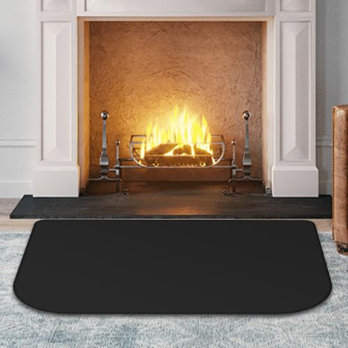 KBIBCK Funkenschutzplatte Für Kaminofen, Kamin Matte Feuerfeste Unterlage, Feuerfeste Kaminmatte, Feuerfeste Bodenschutzmatte, Bodenblech Zum Schutz des Bodens Vor Funken(Schwarz, 99 x 63CM) von KBIBCK