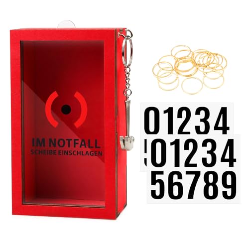 KBIBCK Lustige Notfallbox mit Hammer, Geldgeschenk Geldgeschenke, Personalisierte Holzkiste Geschenke für Geld, Tankgutschein, Im Notfall Scheibe Einschlagen, Kreative DIY (Primary Color) von KBIBCK