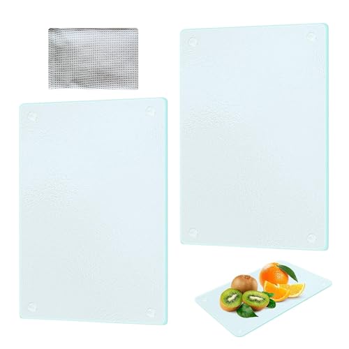 KBIBCK Schneidebrett Glas, 2 Stück Glasschneidebrett 28x20 cm, Glasplatte Küche, Glass Cutting Board Robust, Hitzebeständig und kratzfest,für Küchenarbeitsplatte,Tisch Kochen ohne Plastik KBIBCK Schneidebrett Glas, 2 Stück Glasschneidebrett 28x20 cm, Glasplatte Küche, Glass Cutting Board Robust, Hitzebeständig und kratzfest,für Küchenarbeitsplatte,Tisch Kochen ohne Plastik von KBIBCK