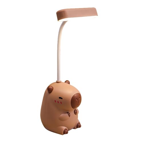 KBIBCK Schreibtischlampe Kinder, Schreibtischlampe LED Dimmbar, Capybara Schreibtischlampe mit anspitzer mit behälte, USB Tragbare Wiederaufladbare (B) von KBIBCK