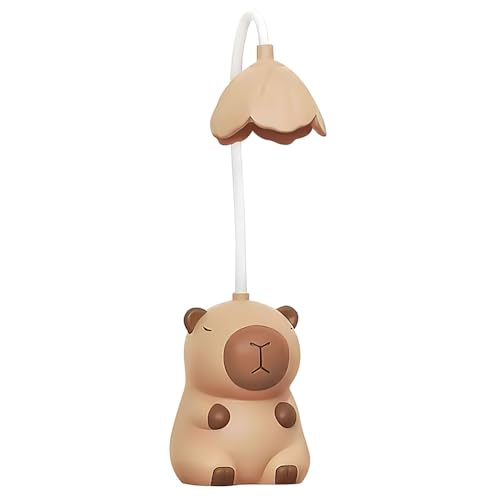 KBIBCK Schreibtischlampe Kinder, Schreibtischlampe LED Dimmbar, Capybara Schreibtischlampe mit anspitzer mit behälte, USB Tragbare Wiederaufladbare (A) von KBIBCK