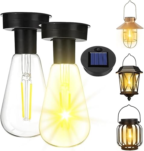 KBIBCK Solar Glühbirnen für Draußen, 2 Stück 8cm Garten Solarleuchten Ersatzteile, Solarleuchten Ersatz Top mit Heller LED Glühbirne, Solarleuchten Ersatzteile für Gartenleuchten Solarlaterne DIY Deko von KBIBCK
