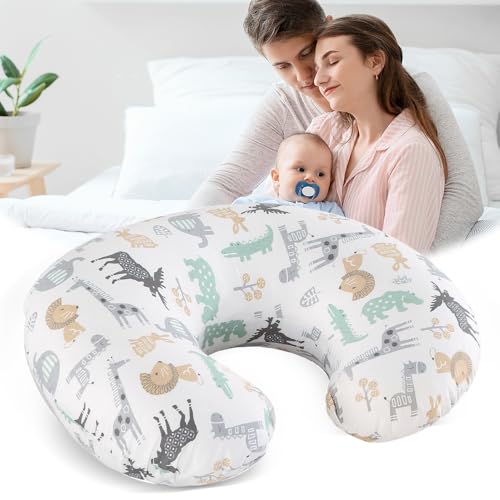 KBIBCK Stillkissen, Ergonomisches Stillkissen Klein, Nursing und Breastfeeding Pillow, Multifunktionales Motherhood Stillkissens, Schwangerschaftskissen mit 100% Baumwollbezug (45x60x15 cm, Tierwelt) von KBIBCK