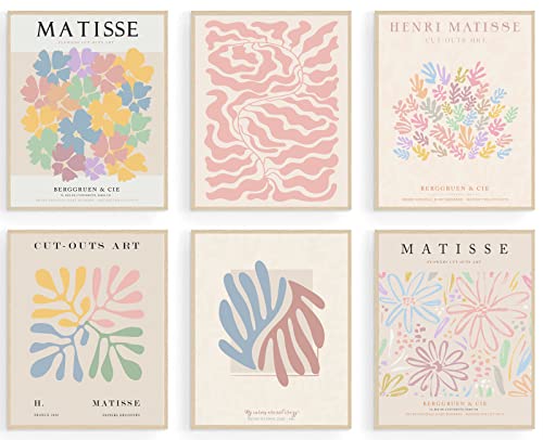 KBKBART Henri Matisse Poster, dänische Pastell-Raumdekoration, ästhetisch, abstrakte Matisse-Wandkunst, minimalistische Blume, Boho-Kunstdrucke, Galerie-Wanddekoration (20,3 x 25,4 cm, ungerahmt) von KBKBART
