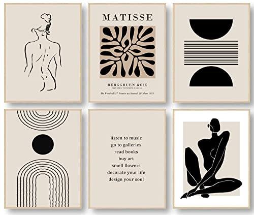 KBKBART Matisse Wandkunstdrucke, abstrakte Matisse-Wandkunst, Ausstellungsposter, schwarz beige Frauen Körperlinie Kunst Blatt Boho Kunstdrucke, Wohnzimmer Wanddekoration (20,3 x 25,4 cm, ungerahmt KBKBART Matisse Wandkunstdrucke, abstrakte Matisse-Wandkunst, Ausstellungsposter, schwarz beige Frauen Körperlinie Kunst Blatt Boho Kunstdrucke, Wohnzimmer Wanddekoration (20,3 x 25,4 cm, ungerahmt von KBKBART