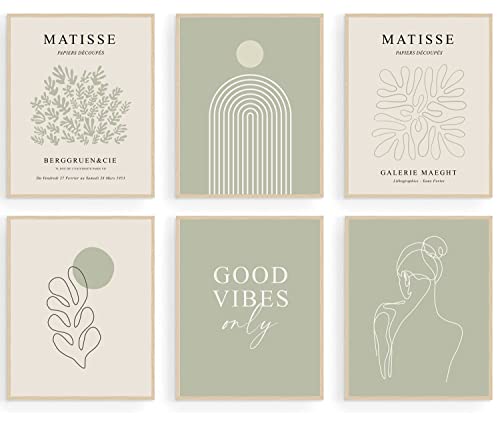 KBKBART Salbeigrüne Matisse Wandkunstdrucke, abstrakte Matisse Wandkunst Ausstellung Poster, Gallerie ery Wanddekoration oder (20.3x25.4 cm, ungerahmt) von KBKBART