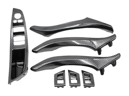 KBKEUBUAD Türgriff Handschuh Für 5 Series F10 F11 520i 523i 525i 528i 530i 535i 2010-2017 Auto-Innentürgriff-Zug LHD RHD 7-teiliges Set Aus Kohlefaser(LHD Assembly Set) von KBKEUBUAD