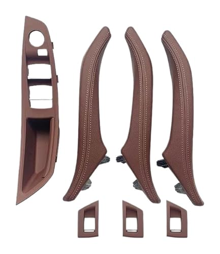 KBKEUBUAD Türgriff Handschuh Für 5 Series F10 F11 F18 520i 523i 525i 528i 535i 2010-2017 7-teiliges Set LHD RHD Armlehne Innenausstattung Leder Türgriff(Red Brown,LHD) von KBKEUBUAD