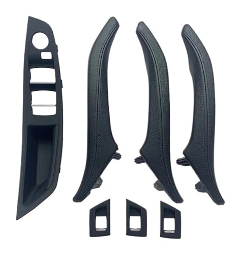 KBKEUBUAD Türgriff Handschuh Für 5 Series F10 F11 F18 520i 523i 525i 528i 535i 2010-2017 7-teiliges Set LHD RHD Armlehne Innenausstattung Leder Türgriff(Schwarz,LHD) von KBKEUBUAD