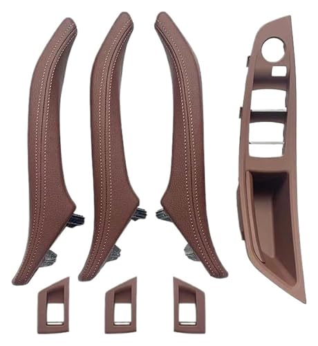 KBKEUBUAD Türgriff Handschuh Für 5 Series F10 F11 F18 520i 523i 525i 528i 535i 2010-2017 Innenarmlehne Leder Türgriff Montage 7-teiliges Set(Red Brown,RHD) von KBKEUBUAD