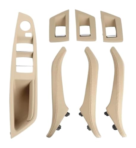 KBKEUBUAD Türgriff Handschuh Für 5er F10 F11 2010–2017 RHD Innentürgriff Leder Armlehne Panel Ohne Spiegel Klappknopf(Beige,LHD) von KBKEUBUAD