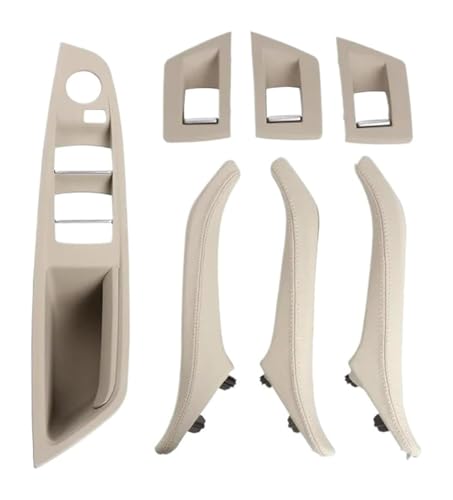 KBKEUBUAD Türgriff Handschuh Für 5er F10 F11 2010–2017 RHD Innentürgriff Leder Armlehne Panel Ohne Spiegel Klappknopf(Oyster,LHD) von KBKEUBUAD