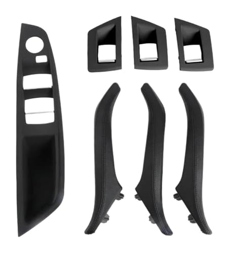 KBKEUBUAD Türgriff Handschuh Für 5er F10 F11 2010–2017 RHD Innentürgriff Leder Armlehne Panel Ohne Spiegel Klappknopf(Schwarz,LHD) von KBKEUBUAD