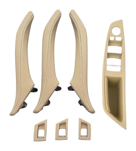 KBKEUBUAD Türgriff Handschuh Für 5er F10 F11 F18 520i 523i 525i 528i 535i 2010–2017 LHD RHD Auto-Armlehne Innentür Leder-Zuggriff(Beige,RHD) von KBKEUBUAD