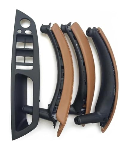 KBKEUBUAD Türgriff Handschuh Für B&MW X5 X6 E70 E71 2007-2014 LHD RHD 7-teiliges Set Türfensterschalter Panel Zuggriff Mit Lederbezug(Sattle Brown,LHD) von KBKEUBUAD
