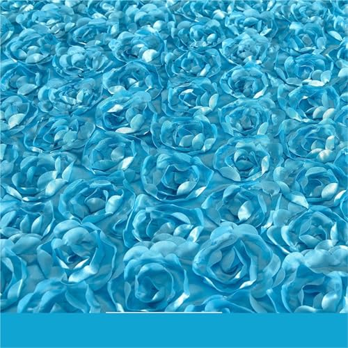 10M Hochzeit Teppich Satin Stoff 3D Rose Blume Gang Rot Hochzeit Party Hintergrund Tisch Abdeckung Stoff Dekoration Für Drinnen Und Draußen(Lake Blue) von KBLDOPN