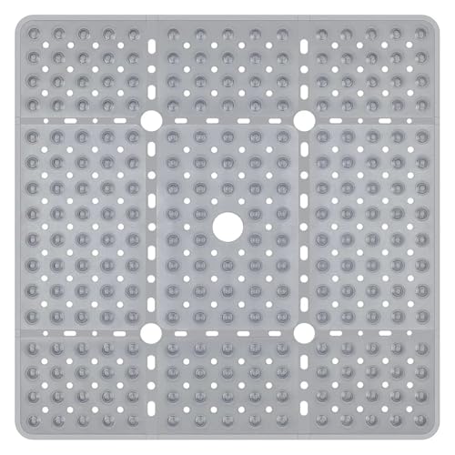69 * 69 cm Matte Badewanne Dusche Matten for Innen PVC Große Sicherheit rutschfest Mit Saugnäpfen Boden Für Badewannen(Transparent Gray) von KBLDOPN