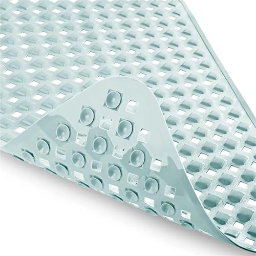 Anti-Rutsch-Matte for Zuhause, Badezimmer, mit rautenförmigem, undichtem Loch, Badewannenmatte, Saugnapf, PVC-Bodenfußmatte Für Badewannen(Real Light Green,88-40cm) von KBLDOPN