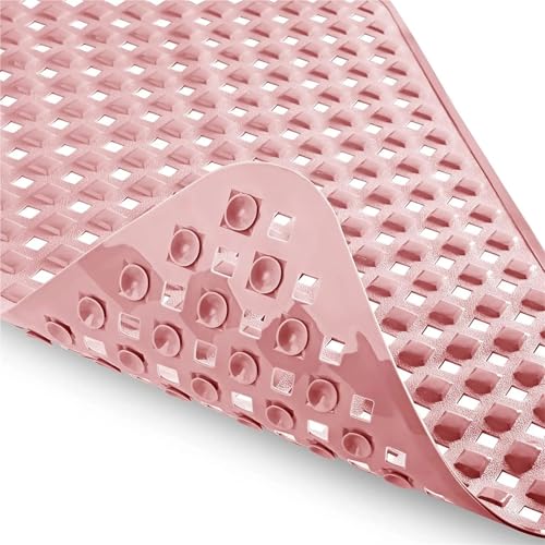 Anti-Rutsch-Matte for Zuhause, Badezimmer, mit rautenförmigem, undichtem Loch, Badewannenmatte, Saugnapf, PVC-Bodenfußmatte Für Badewannen(Rubber Purple,88-40cm) von KBLDOPN