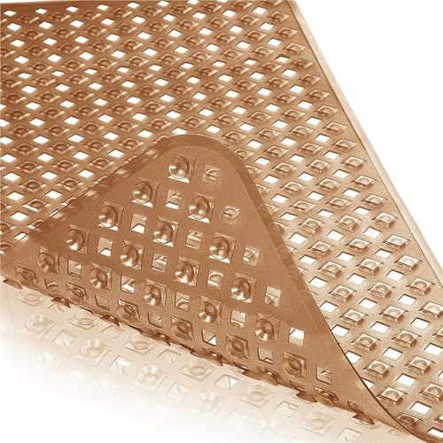 Anti-Rutsch-Matte for Zuhause, Badezimmer, mit rautenförmigem, undichtem Loch, Badewannenmatte, Saugnapf, PVC-Bodenfußmatte Für Badewannen(Transparent Brown,53-53cm) von KBLDOPN