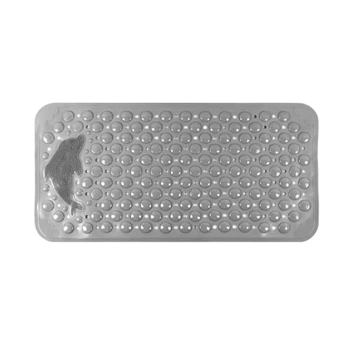 Badezimmer Anti-Rutsch-Matte PVC Dusche Anti-Fall-Matte Massage Saugnapf Bodenmatte mit Entwässerungsloch Für Badewannen(Grey,85CMx54CM) von KBLDOPN