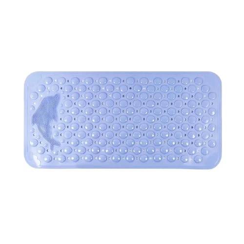 Badezimmer Anti-Rutsch-Matte PVC Dusche Anti-Fall-Matte Massage Saugnapf Bodenmatte mit Entwässerungsloch Für Badewannen(Light Blue,75CMx44CM) von KBLDOPN