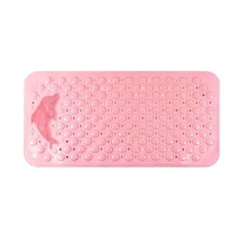Badezimmer Anti-Rutsch-Matte PVC Dusche Anti-Fall-Matte Massage Saugnapf Bodenmatte mit Entwässerungsloch Für Badewannen(Pink,85CMx54CM) von KBLDOPN