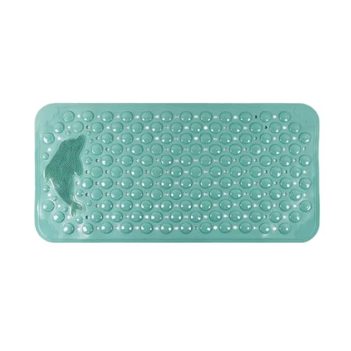 Badezimmer Anti-Rutsch-Matten PVC Dusche Anti-Fall-Fußmatte Massage Saugnapf mit Ablaufloch Bodenmatte Für Badewannen(Green,75CMx44CM) von KBLDOPN