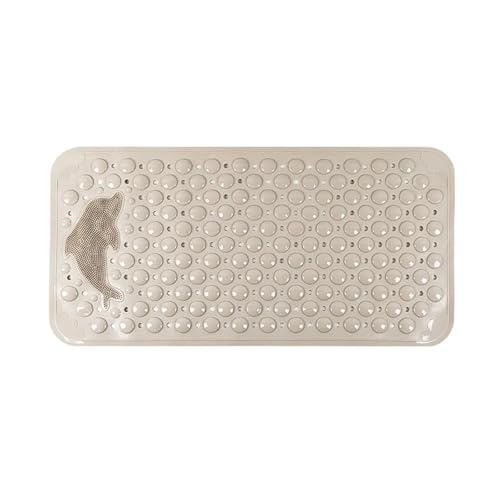 Badezimmer Anti-Rutsch-Matten PVC Dusche Anti-Fall-Fußmatte Massage Saugnapf mit Ablaufloch Bodenmatte Für Badewannen(Khaki,75CMx44CM) von KBLDOPN