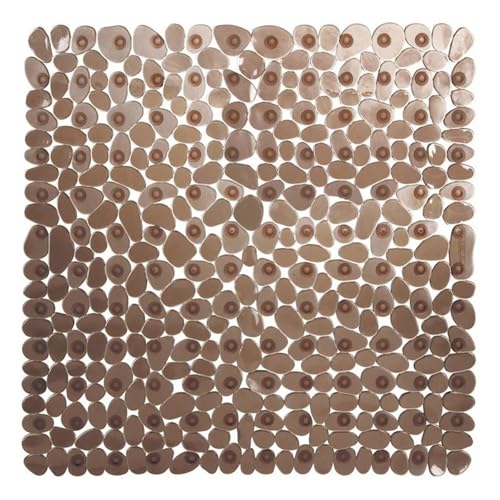 Badezimmer-Bodenmatte, Kieselstein-Design, rutschfest, quadratisch, Teppich, Baden, Dusche, Badewanne, PVC-Pad, transparent Für Badewannen(Brown) von KBLDOPN