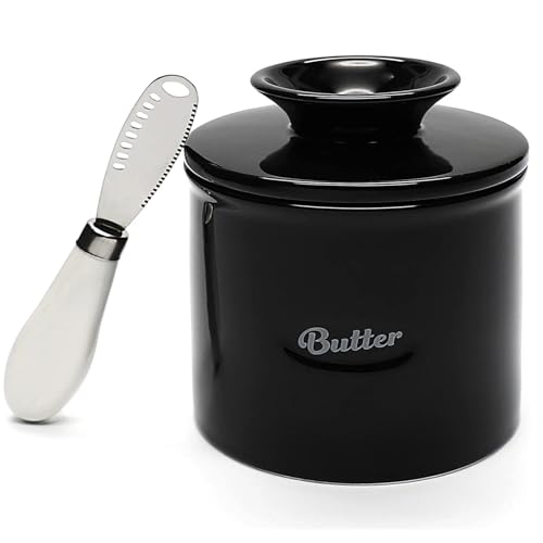 Buttertopf for die Theke mit Buttermesser auf Anfrage streichfähige Butter Keramik Butterdose im Glockenstil Butterdose mit Deckel(Red) von KBLDOPN