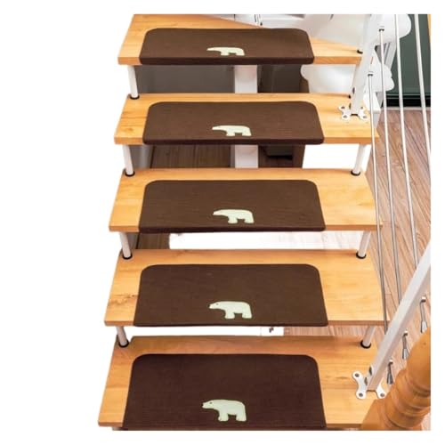 KBLDOPN 1/14PCS Treppenmatte Stufenmatte Bodenmatte Fußmatte Teppich Stufe rutschfeste Matte PVC Kleberfrei Selbstklebend Leuchtend Dekorativ Für Holzstufen Boden(13,14PCS 55X22X4.5CM) von KBLDOPN