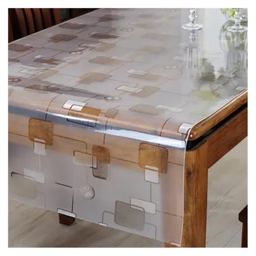 KBLDOPN Tischdecke Transparent 1.5mm Translucent Waterproof Soft Tablecloth Rectangle Table Cloths Coffee Table Mat Table Cover for Kitchen Für Tisch(C 1.5mm,90x140cm) von KBLDOPN