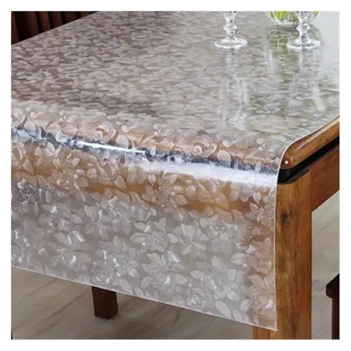 KBLDOPN Tischdecke Transparent 1.5mm Translucent Waterproof Soft Tablecloth Rectangle Table Cloths Coffee Table Mat Table Cover for Kitchen Für Tisch(D 1.5mm,90x140cm) von KBLDOPN
