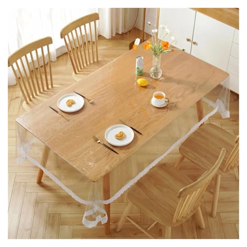 KBLDOPN Tischdecke Transparent Lace Transparent Tablecloth Waterproof Oil-Proof PVC Table Cloth for Home Kitchen Dining Table Decorative Protective Cover Für Tisch(Orange) von KBLDOPN